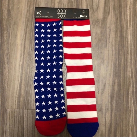 ODD SOX Other - ODD SOX America Flag set of socks 1 pair red white and blue stars and straps NWT